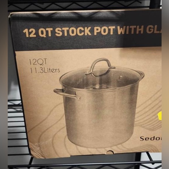 NEW! SEDONA 12 Quart STAINLESS STEEL Stockpot Stock Pot w Handles and Glass Lid - Picture 2 of 2